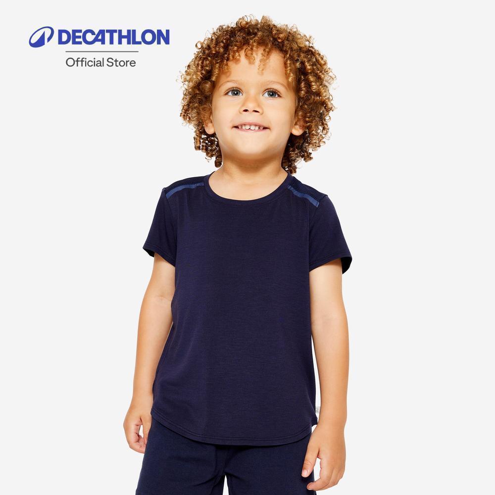 Decathlon Kids' Baby Gym Lightweight Breathable T-Shirt เสื้อยืดยิมนาสติกสำหรับเด็กเล็ก - Navy/Blue