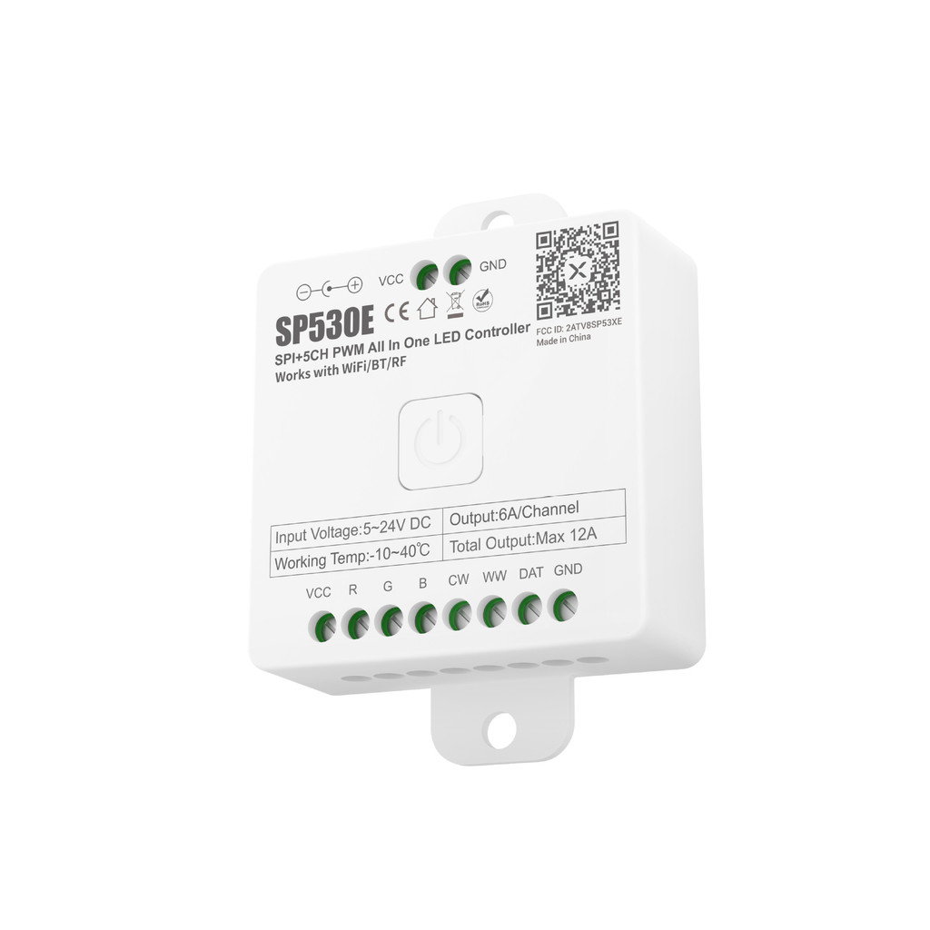 SP530E สีสัน SPI+5ch PWM ALL in One LED Controller รองรับแอพโทรศัพท์มือถือเสียงอัจฉริยะ