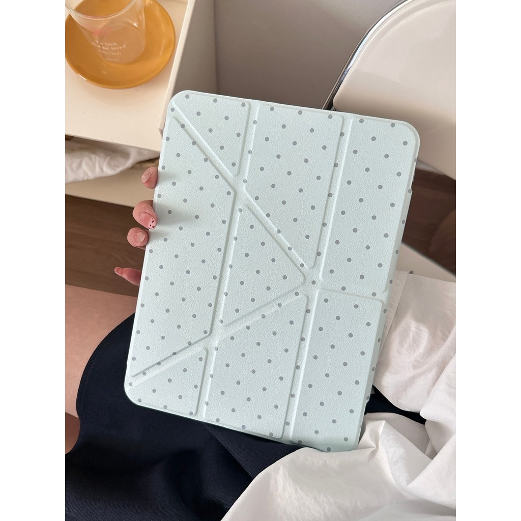สําหรับมิ้นท์สีเขียวลายจุดกรณีiPad 2020 2024 2022 Pro 11 12.9 2025 11th Generationพับสมาร์ทกรณีพร้อมดินสอสําหรับiPad 4 5 6 7 10.9 10.2 Mini6 แท็บเล็ตใหม่iPad Air 7 ฝาครอบ