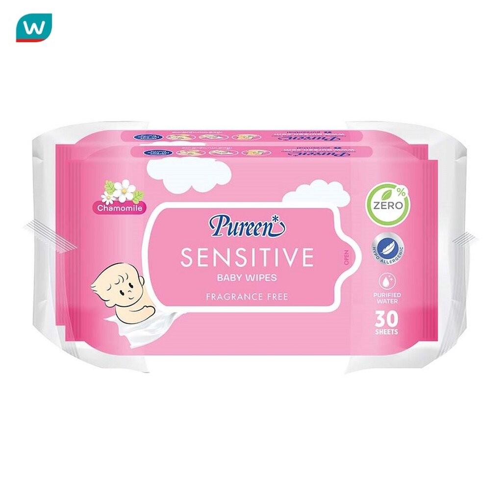 Pureen เพียวรีน เบบี้ไวพส์ เดลี่ แคร์ 100 แผ่น 2 ห่อ