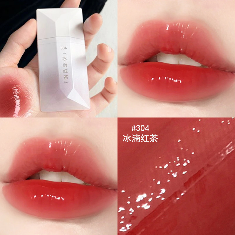 ลิปกลอส ลิปsasi Perfect Diary Business Card Lip Gloss 304 Mirror Water Gloss ลิปสติก Lip Gloss Moist