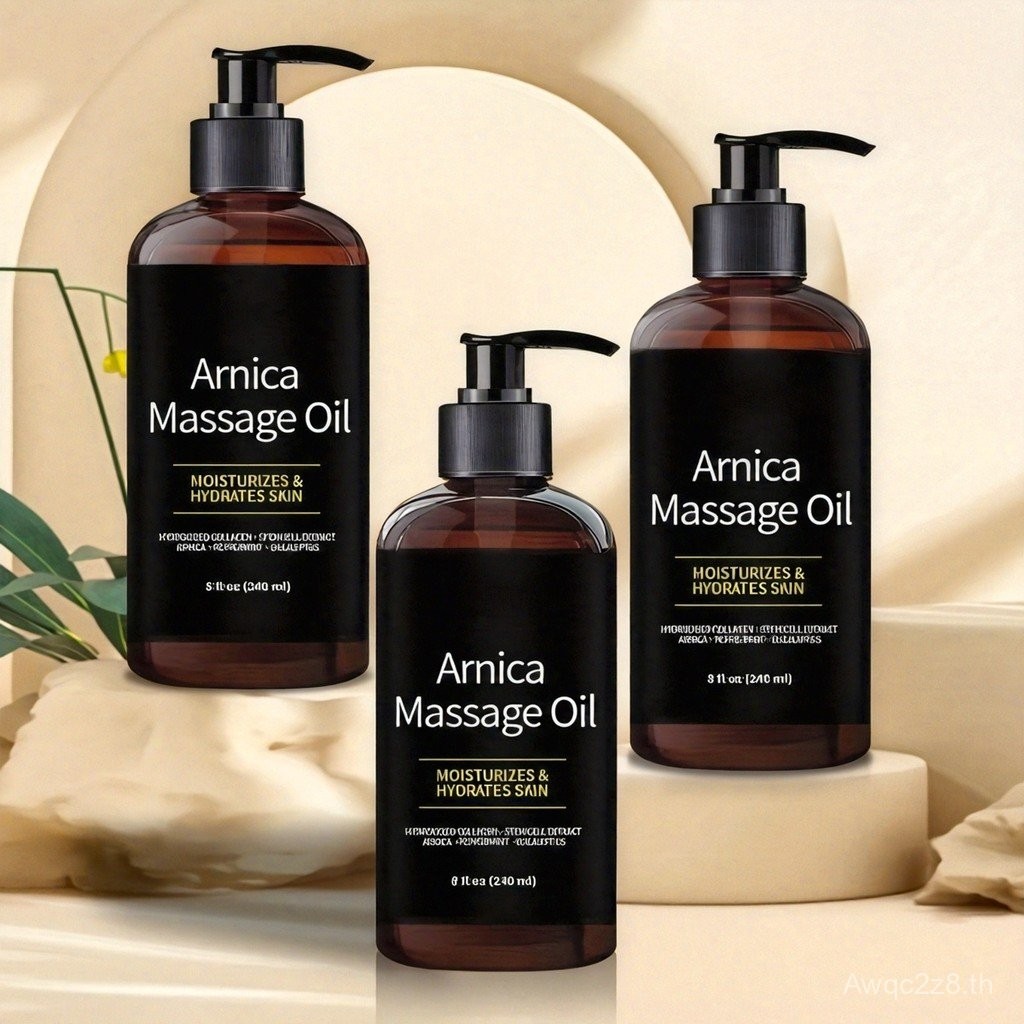 8.12oz/8 Liquid Oz Witch Hazel Massage Oil บรรจุคอลลาเจน Hydrolyzed, Peppermint และ Euryl Oil, เหมาะ