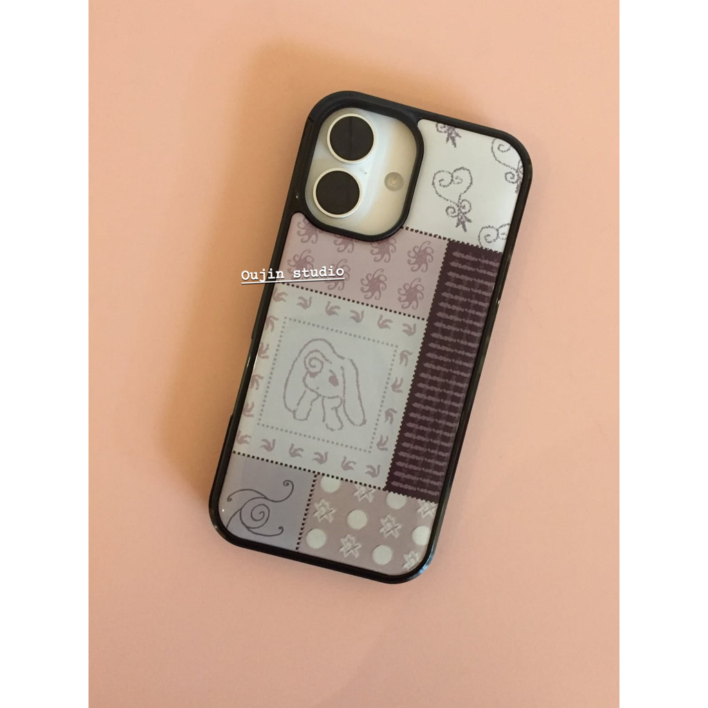 สไตล์เกาหลีสไตล์อินการออกแบบเฉพาะฤดูใบไม้ร่วงฤดูหนาวรูปแบบใหม่ระดับไฮเอนด์ย้อนยุคเย็บแพทช์เชลล์ 17/16/15promax/14 กันกระแทกรวมทุกอย่างขอบขอบขอบสีดําอีพ็อกซี่เคส - รูปที่ 7