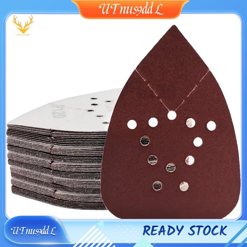 [UTnus9ddL] 60 ชิ้นแผ่นขัดสําหรับเมาส์ Sander 12 หลุม Hook Loop Triangle Palm Sander Sanding แผ่นสําหรับเมาส์ Sander Pads