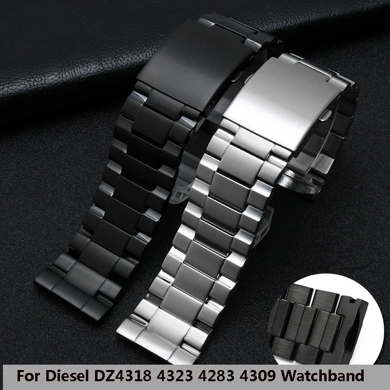 สายรัดข้อมือสําหรับดีเซล Dz4318 4323 4283 45309 Rvs Horlogeband Zwart Armband Heren 26 มม.