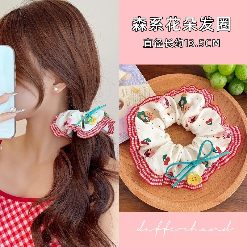 เซตscrunchieสีชมพูขนาดใหญ่ พร้อมใช้งาน อุปกรณ์เสริมแต่งผมสไตล์เกาหลี - รูปที่ 3