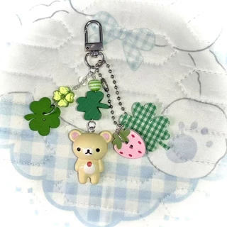 Four-leaf Clover Rilakkuma โบราณญี่ปุ่นน่ารัก Thing Millennium จี้จี้ Ccd พวงกุญแจโซ่ของขวัญ