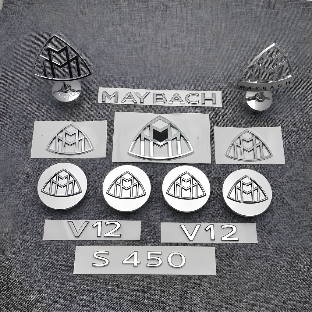 เหมาะสําหรับโลโก้รถ Maybach S480 S580 S680 GLS480 600 ยืนมาตรฐานด้านหลังโลโก้ Hub Cap การปรับเปลี่ยน