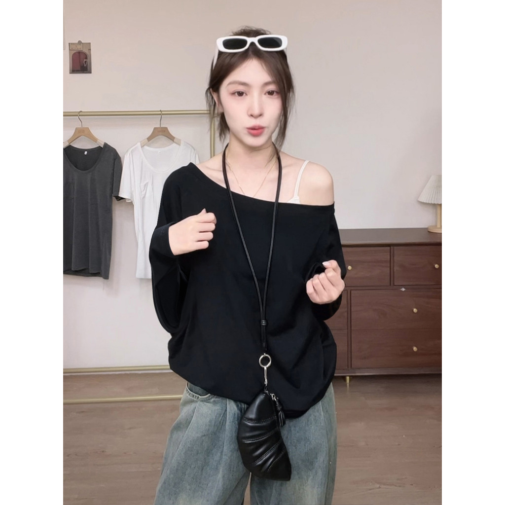 เสื้อไหมพรม แขนยาว เสื้อยืดแขนยาวที่ไม่มีสายหนังตัวเดียวของ Zhang Jingyi