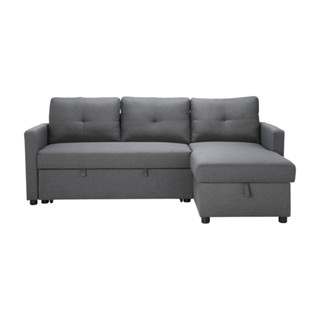 HomeHuk โซฟาเบดผ้า L-shape รุ่นเคียร่า - สีเทาเข้ม