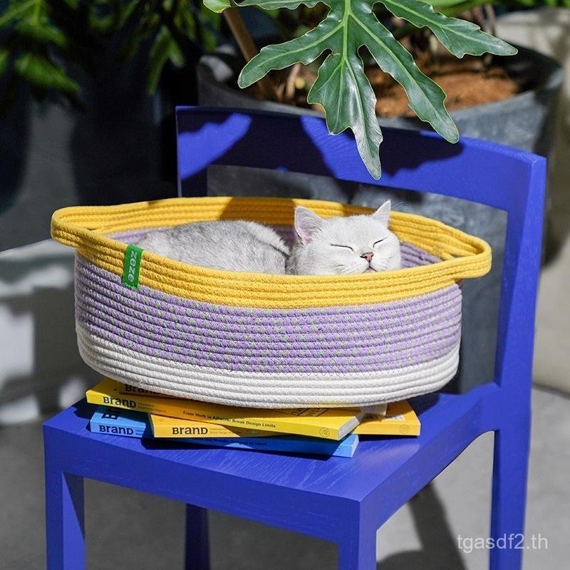 Zeze Cat กระดานขีดข่วนผ้าฝ้ายรอบเตียงถักองค์กรกล่อง