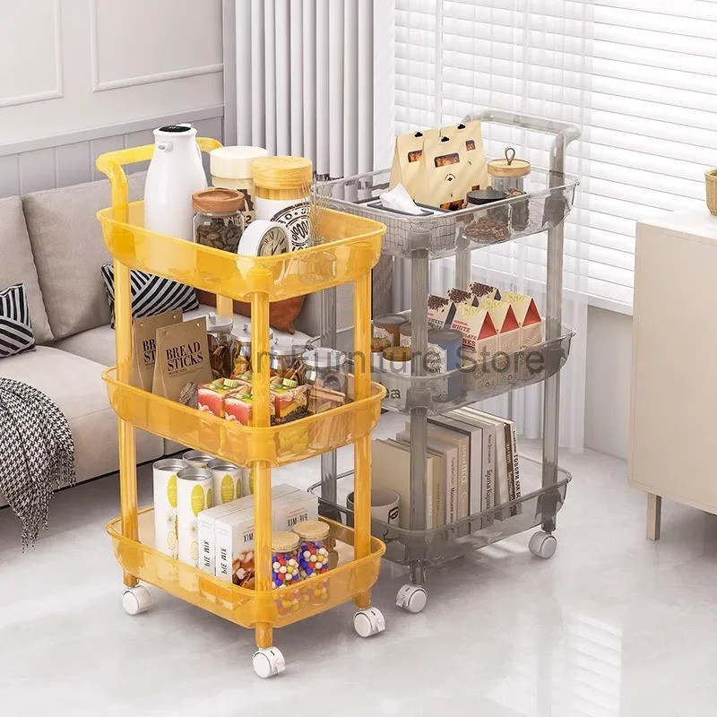 มีสไตล์ Modern Mobile Kitchen Island Trolley อาหารรถบรรทุกชั้นวางห้องครัว Island Storage Carrito Org
