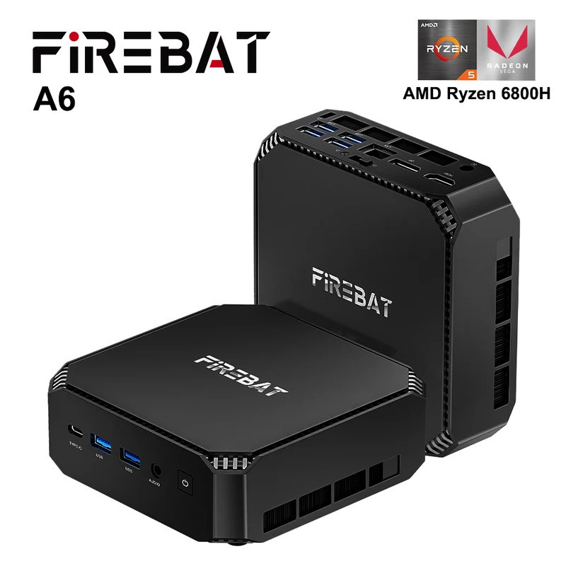Firebat A6 Mini PC AMD R7 6800H 8-core 16 ด้ายคอมพิวเตอร์ 16GB DDR5 512GB PCIe 3.0 SSD WiFi 6 BT5.2 