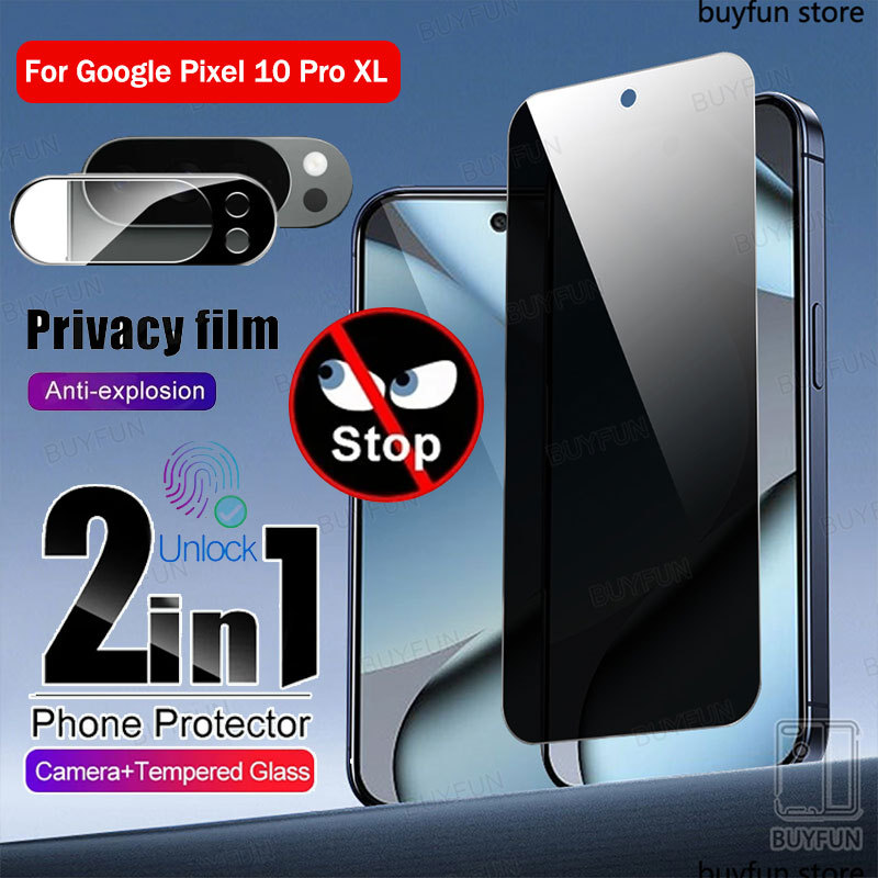 2in1 For Google Pixel 10 Pro Glass Pixel 10 Pro XL 9H Tempered Glass Privacy Anti-Spy Screen Protect