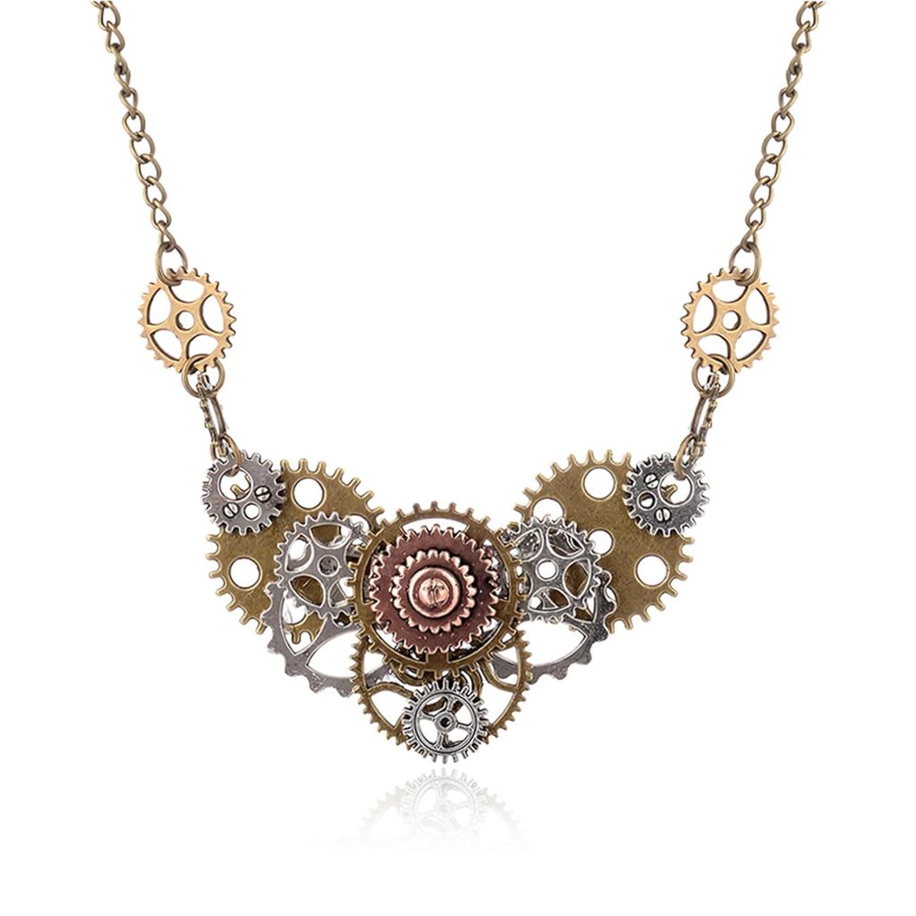 Handmade Gear Cog Steampunk สร้อยคอผู้หญิง Vintage Gold และ Silver ผสมโลหะนาฬิกา Clockwork สร้อยคอ G
