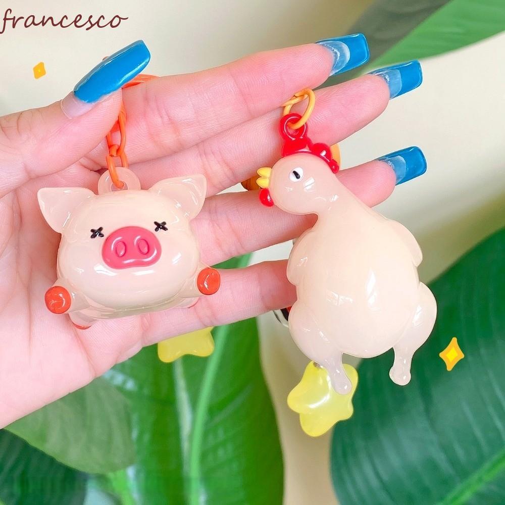 FRANCESCO Roast Suckling Pig Keyring, Funny Creative Detect UV เปลี่ยนสีขนมปังจี้, น่ารักที่ไม่ซ้ําก