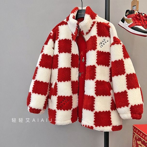 เสื้อหนาท็อปส์สำหรับเด็กชาย ขนาดกลางถึงขนาดใหญ่ เสื้อผ้าฤดูหนาว ออกแบบเหมือนขนแกะ ใส่แล้วอบอุ่น