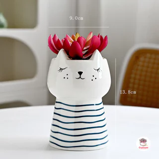 กระถางเซรามิค แมวเหมียวแก้มจุด กระถางต้นไม้ แคคตัส กระบองเพชร ไม้อวบน้ำ Cactus&Succulent