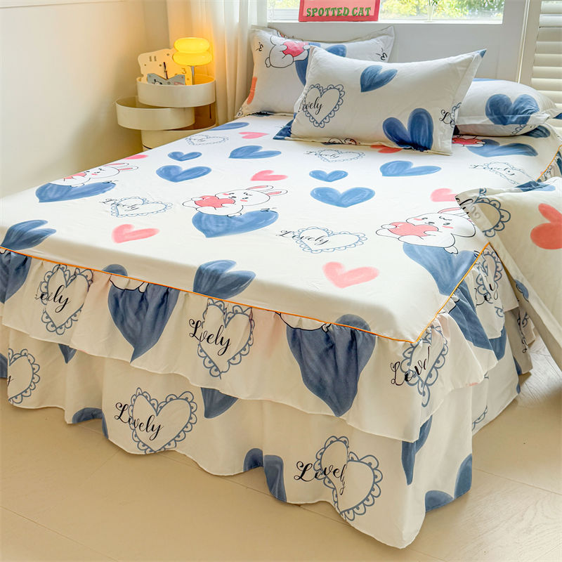 新款水洗棉床裙单.米.m.米床罩花边床单防滑防尘保护床套New wash cotton bed skirt list. m. m. m. bed20251021