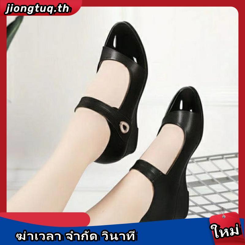 minxshoes รองเท้า minx รองเท้าชั้นเดียวส้นกลางแบบใหม่หนังนิ่มพื้นนิ่มสำหรับคุณแม่รองเท้าหนังผู้หญิงเ