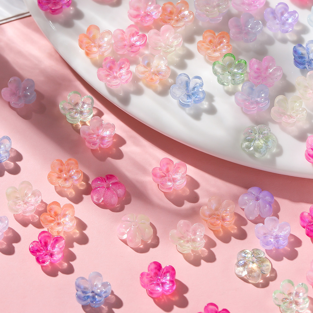 St.kunkka 20 ชิ้น ดอกไม้แก้วเล็ก 9.5 x 10 มม ลูกปัดแก้วดอกไม้ สำหรับทำสร้อยข้อมือและสร้อยคอมืองาน DIY