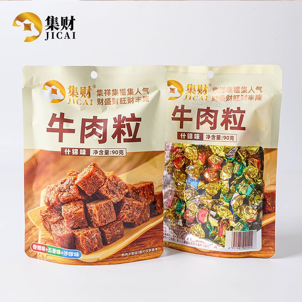 财牛肉粒食辣味 肉干花卉粒味 小包装香辣味休闲小 90gJicai Beef Grain Snack Beef Grain Spiced stock20251022