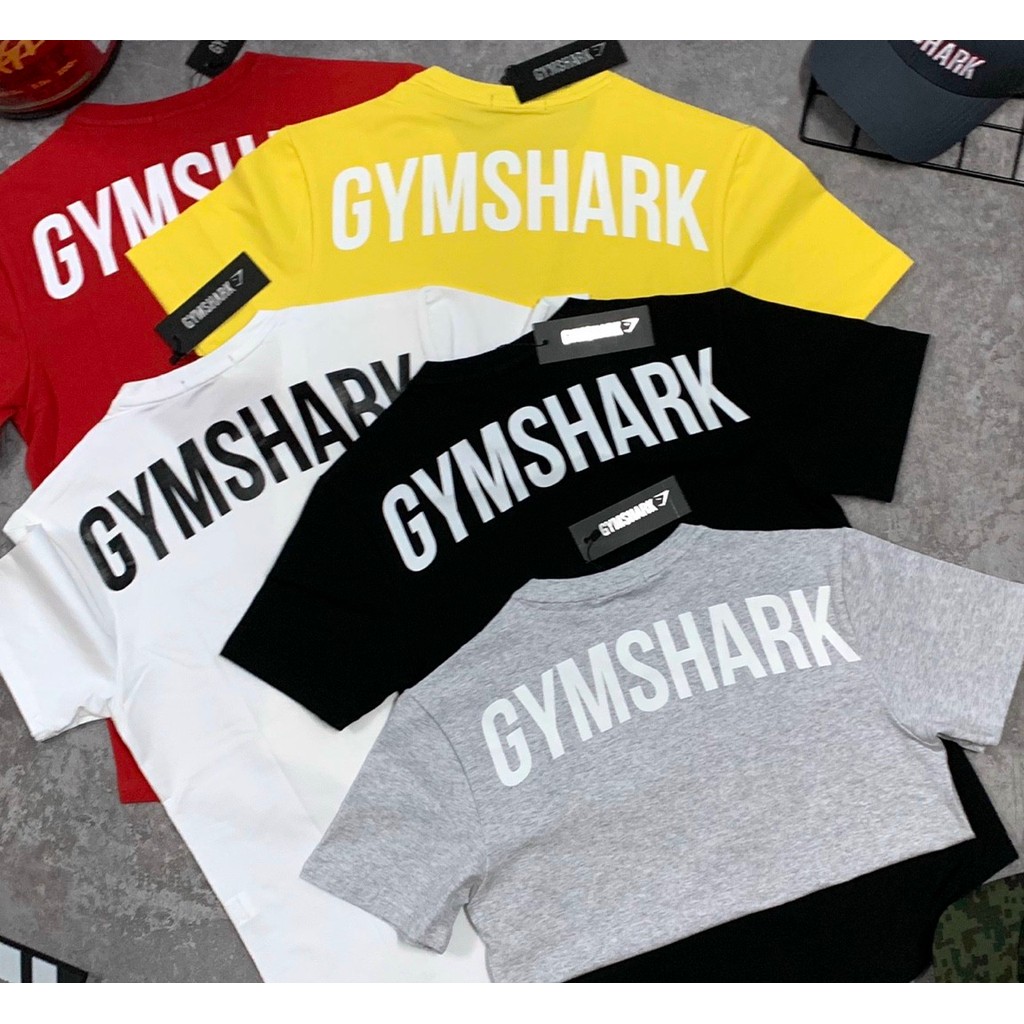เสื้อยืด Gymshark Basic Edition โลโก้ตัวอักษรพิมพ์ ผ้าฝ้าย 100%, คอวี สไตล์ผู้ชายและผู้หญิง เหมาะสำหรับฟิตเนสและการออกกำลังกาย