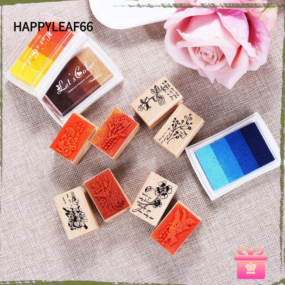 HAPPYLEAF66 แสตมป์ยางไม้หญ้าพืชหัตถกรรม Vintage