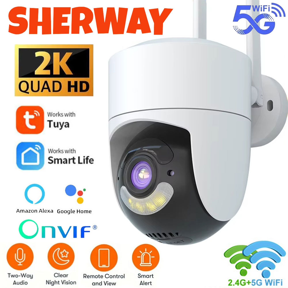 2K 6MP Tuya WiFi กล้องกลางแจ้ง 2.4G/5G Wifi กล้องเฝ้าระวังความปลอดภัยป้องกันสี Night Vision สนับสนุน