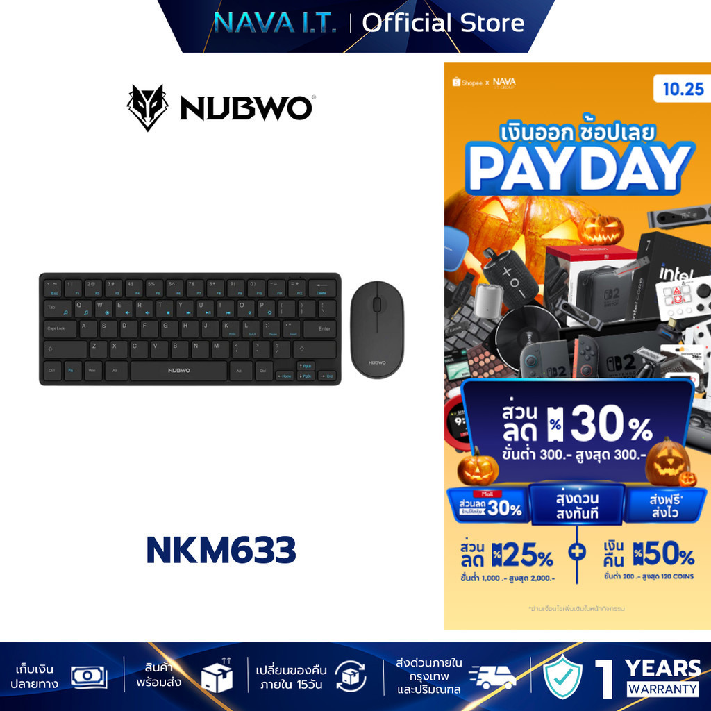 NUBWO NKM633 BLACK KEYBOARD & MOUSE WIRELESS