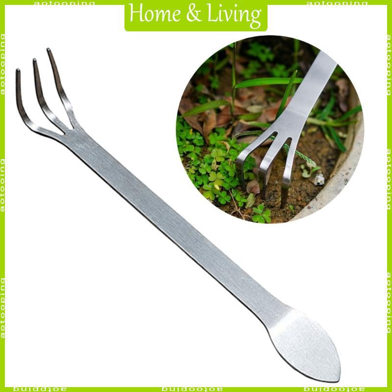 AOTOO 1 2 ชิ้นสแตนเลส 3 Prong Root Rakes สําหรับบอนไซและบ้านสวนเครื่องมือ
