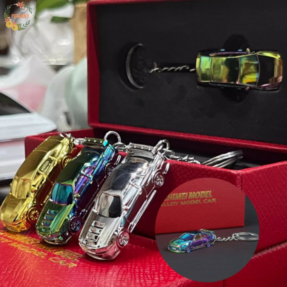 PEWANY RS7 พวงกุญแจรถ, 1:64 Scale เครื่องประดับของขวัญ GTR-R34 พวงกุญแจ,ประณีตจําลองสูงสีสเปรย์วัสดุ