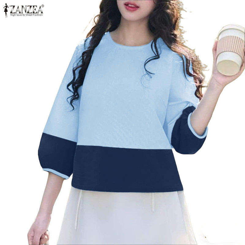 ZANZEA ซานเซีย สเวตเตอร์แขนสาม_quart สไตล์เกาหลี ดีไซน์ชัดเจน เหมาะสำหรับวันสบายๆ