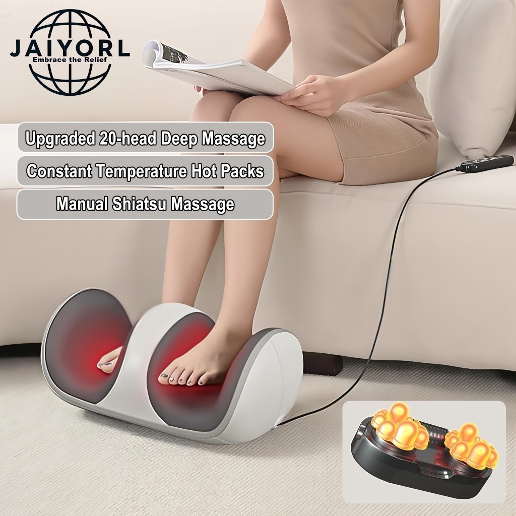 JAIYORL Electric Foot Massager Machine with Heat Shiatsu Kneading Leg Massager Relieve Leg Muscles P