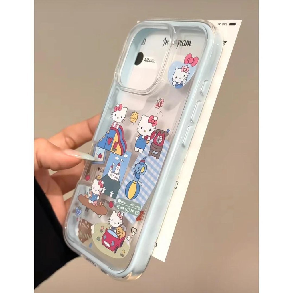 Hello Kitty Park โปร่งใสเคสโทรศัพท์ Drop-Resistant สําหรับ iPhone 16 Promax 15 Promax 11 12 13mini XS XR XS Max 78se 7plus 6SP 6S