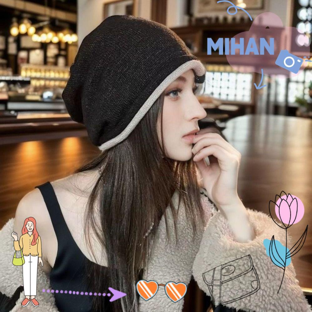 หมวกบีนนี่ทอหนา มิฮัน อบอุ่น เหมาะสำหรับฤดูหนาว และใส่ได้ทั้งผู้ชายและผู้หญิง