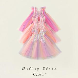 ลดล้างสต็อก! - Hania kids พร้อมส่ง ชุดเดรสกระโปรงสีรุ้งชมพู …