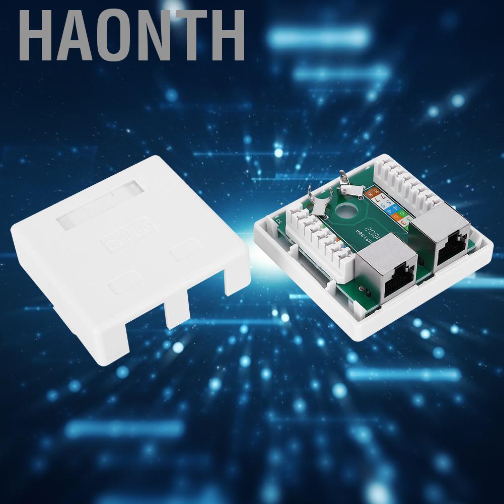Haonth Haonth Super 5 RJ458P8C Wall Connector JUNCTION ADAPTER 2 พอร์ตสายต่อเดสก์ท็อปกล่องพื้นผิวแจ็