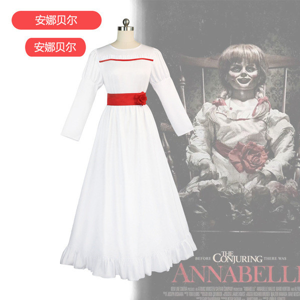 ชุดฮาโลวีน halloween costume เดรสสีขาว Annabelle คอสเพลย์ ตุ๊กตาสยองขวัญ HALLOWEEN พร้อมเครื่องประดั