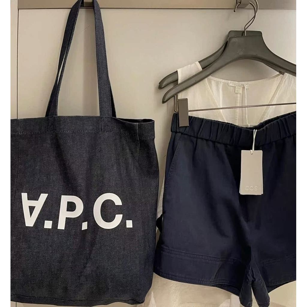 Jun Ji Hyun Cai ส่งออกไปยัง Japan APC Black Denim Canvas Bag Canvas Bag Tote Bag