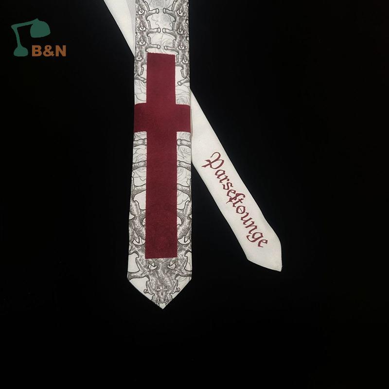 XeR Gothic Kawaii Elegant ผู้ชายเนคไทสําหรับ Man อะนิเมะ Y2k Tie พิมพ์ Lolita คอสเพลย์ Punk Emo ปลอม