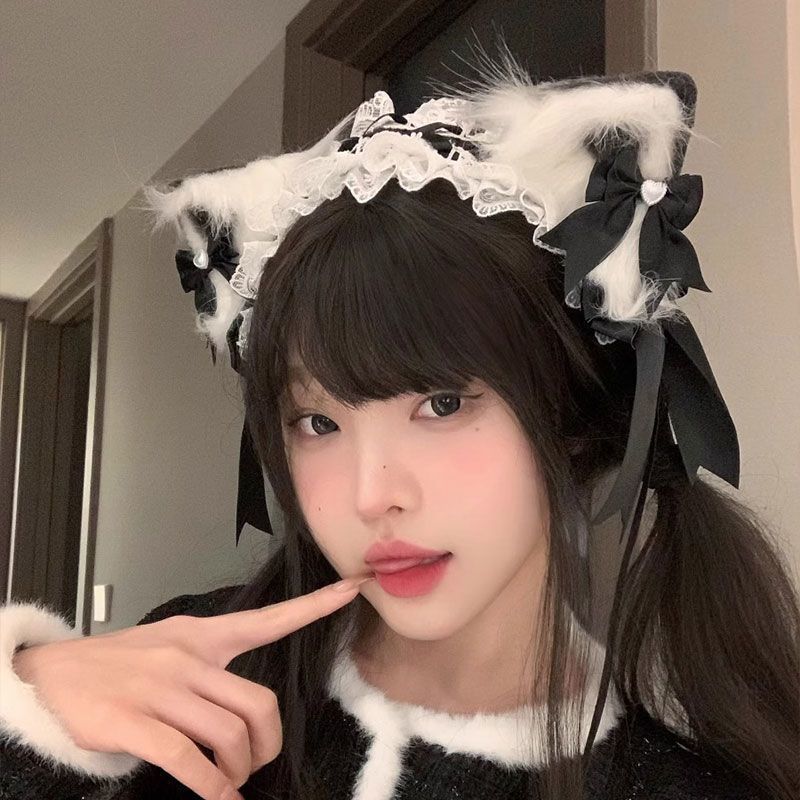 洛丽cosplayplay 猫耳发 lobular 猫 เนื่องจากสไตล์จีน 耳发带KC headdress发夹发饰发带อุปกรณ์เสริมผมคอสเพลย์แมวหูผม Hoo