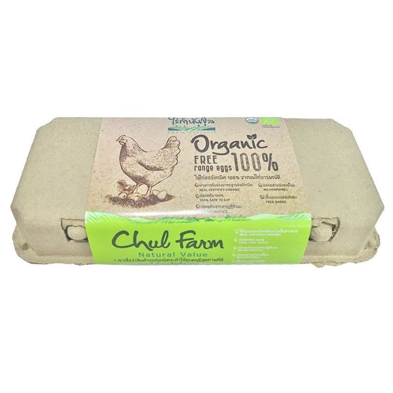 ไร่กำนันจุลไข่ไก่ออร์แกนิคแพค 10ฟอง Rai Kamnunjul Organic Eggs Pack 10pcs. [หมายเลขบาร์โค้ด 0000048494755 ]