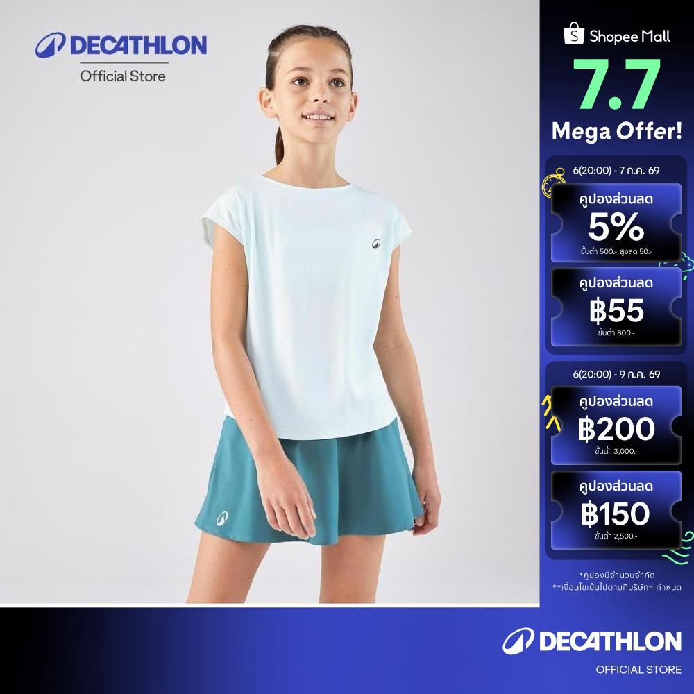 Decathlon Girls' Tennis T-Shirt Tts Soft เสื้อยืดใส่เล่นเทนนิสสำหรับเด็กผู้หญิงรุ่น Tts Soft - Green
