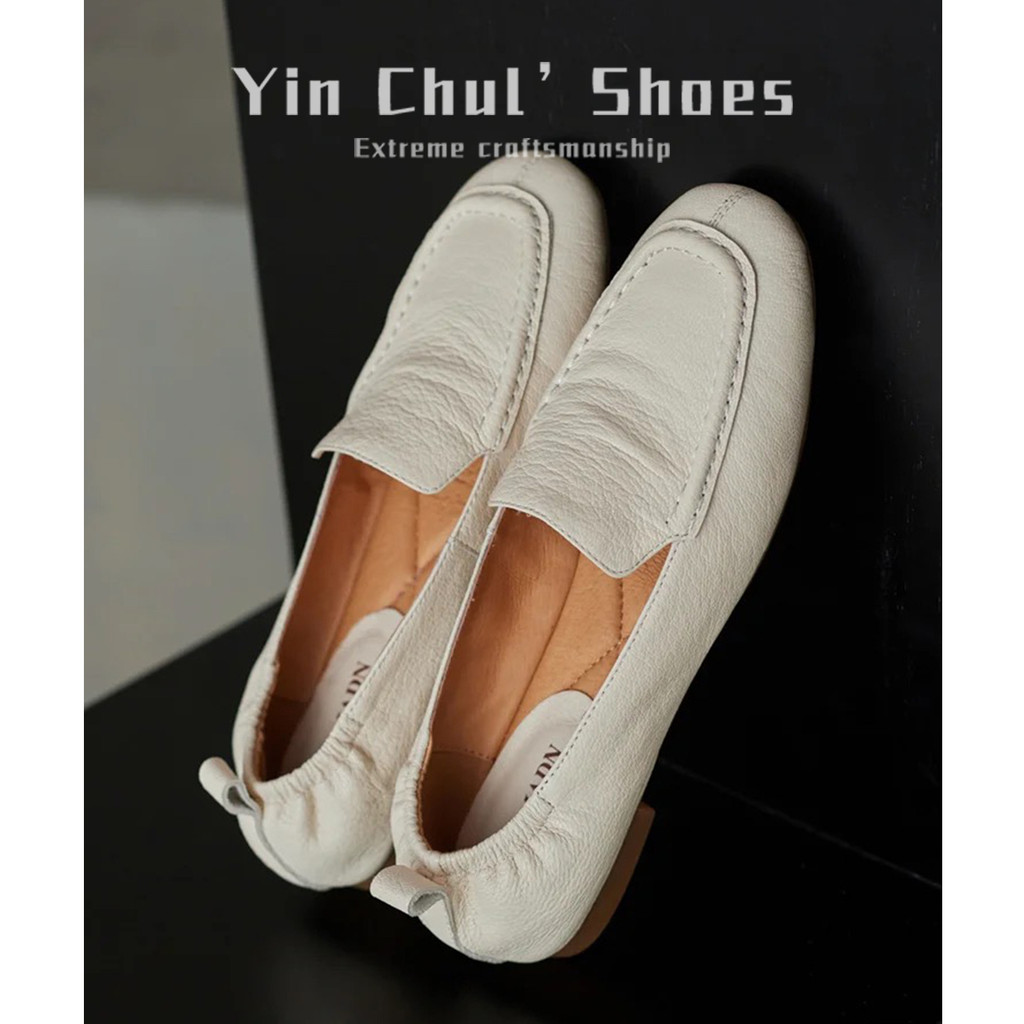 [คลังสินค้าพร้อมจัดส่งทันที] สไตล์อังกฤษ One-Pedal Breathable หนังสบายรองเท้าไม่มีส้นผู้หญิง All-Match Retro รองเท้าหนังขนาดเล็กโฮมออฟฟิศสบายๆมืออาชีพเรา