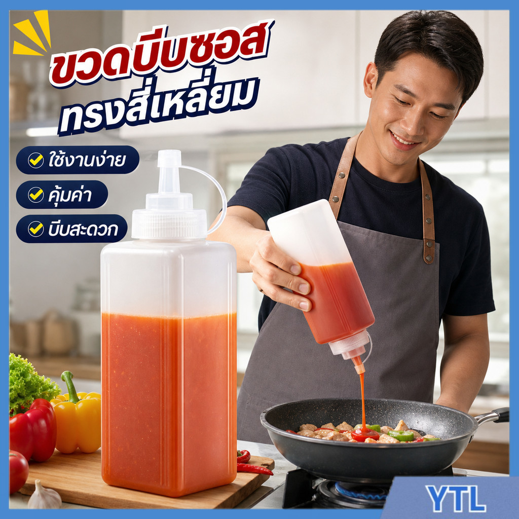 ขวดใส่เครื่องปรุงบีบลํากล้องขนาดใหญ่ 800 มล./1000 มล