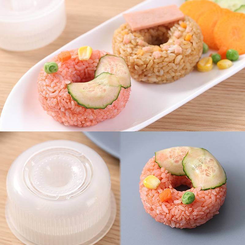 BDGF ฤดูกาลโรงเรียน Donut รอบข้าวลูกแม่พิมพ์ Non-Sti Sushi Maker DIY ง่ายข้าวกดแม่พิมพ์เด็กเด็ก Bento ชุดครัว TH