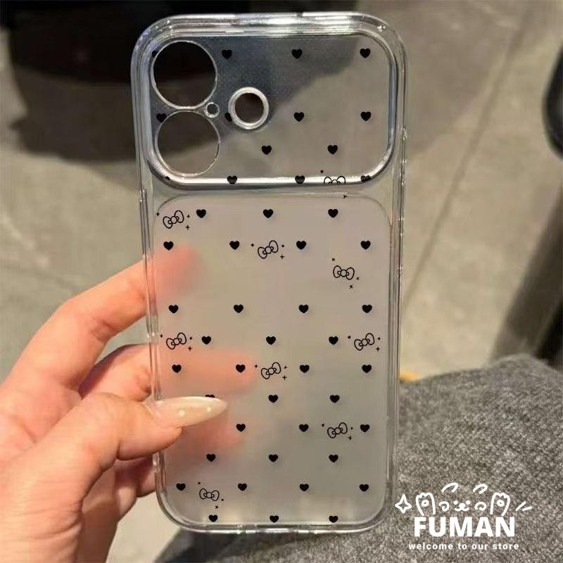 น่ารัก Black Love Heart Frosted Clearเคสโทรศัพท์สําหรับRealme 16 15 15X 15T 14 14X 14T 13 12X 11 9 Pro Plus 9i 8 8S 7i 6i 5 5 5s 5i 5G 4G Simple Cover Bow Anti-ปลอกอ่อนตก