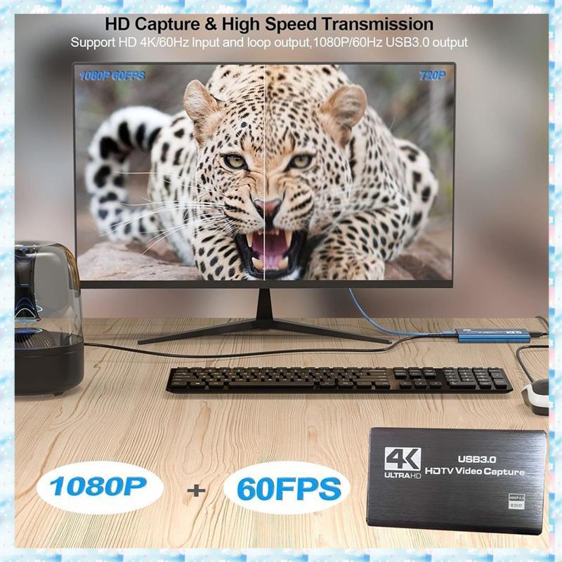 [R QMU] -การ์ดจับภาพวิดีโอ 4K USB 3.0 เข้ากันได้กับการบันทึกเกม OBS- Live 1080P HD Grabber