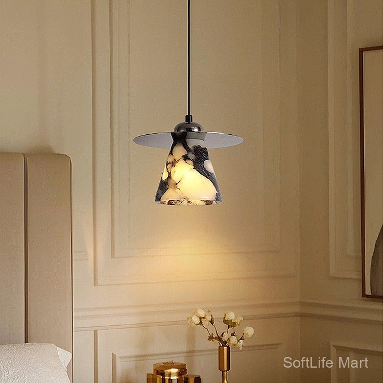 Bedroom bedside chandelier, Bulgari high-end marble light luxury foyer dining room island table smal